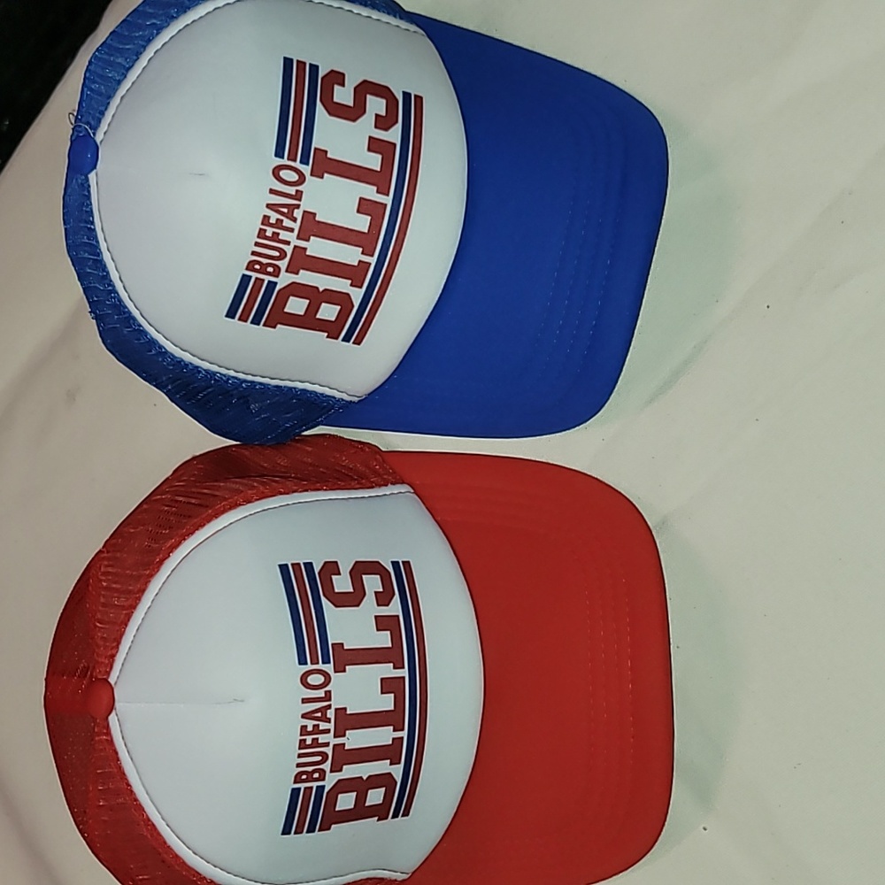 2 Buffalo Bills hats. NFL. Trucker-style snap backs. BRAND NEW.